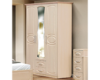 Шкаф 3-х дверный с 2-мя ящиками и зеркалом от набора мебели для спальни Венеция-1